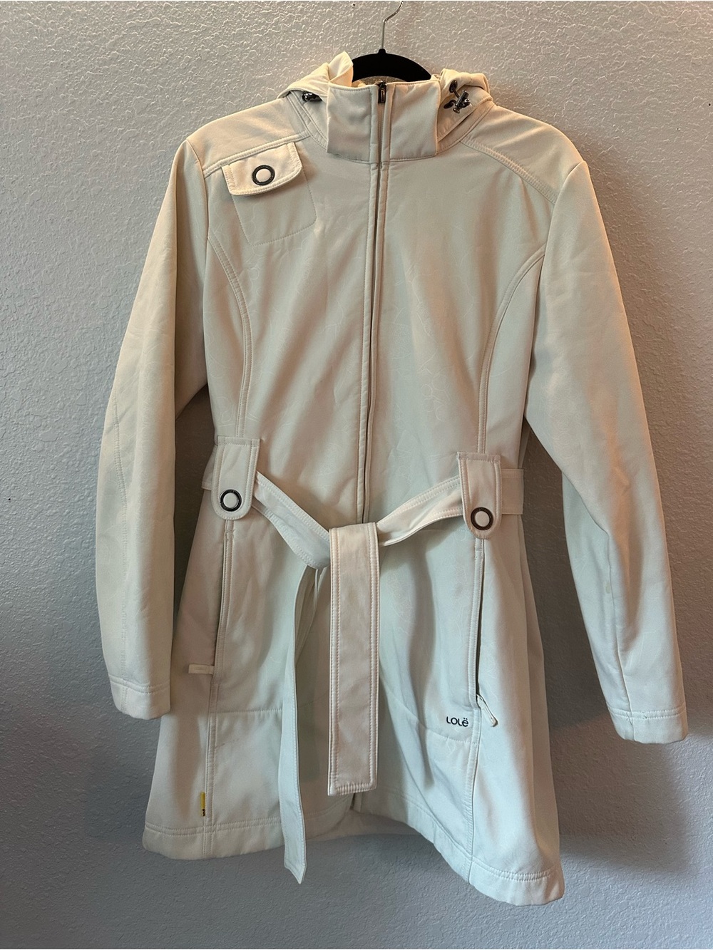 Lole // Cream Hooded Belted Coat